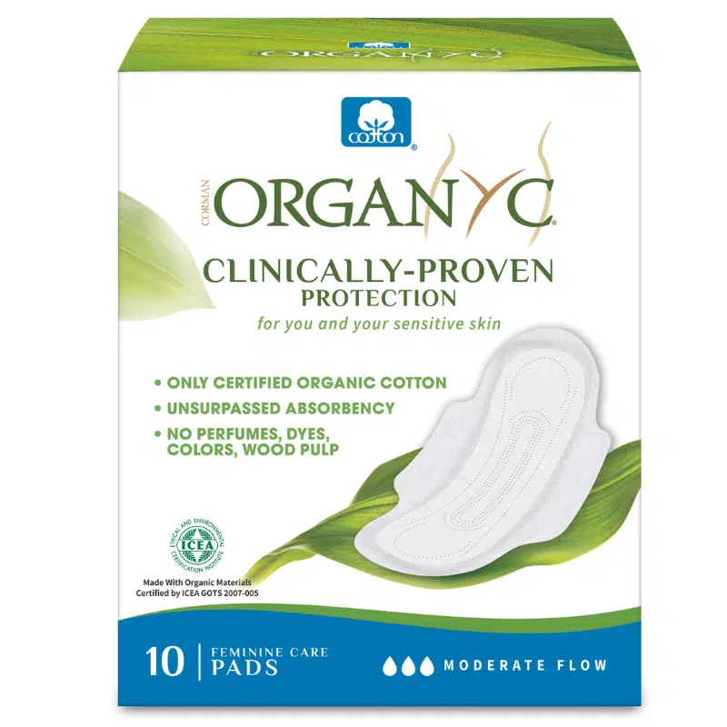 100% Organic Cotton Sanitary Pads Moderate Flow - 10 Pcs