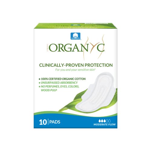 100% Organic Cotton Sanitary Pads Moderate Flow - 10 Pcs