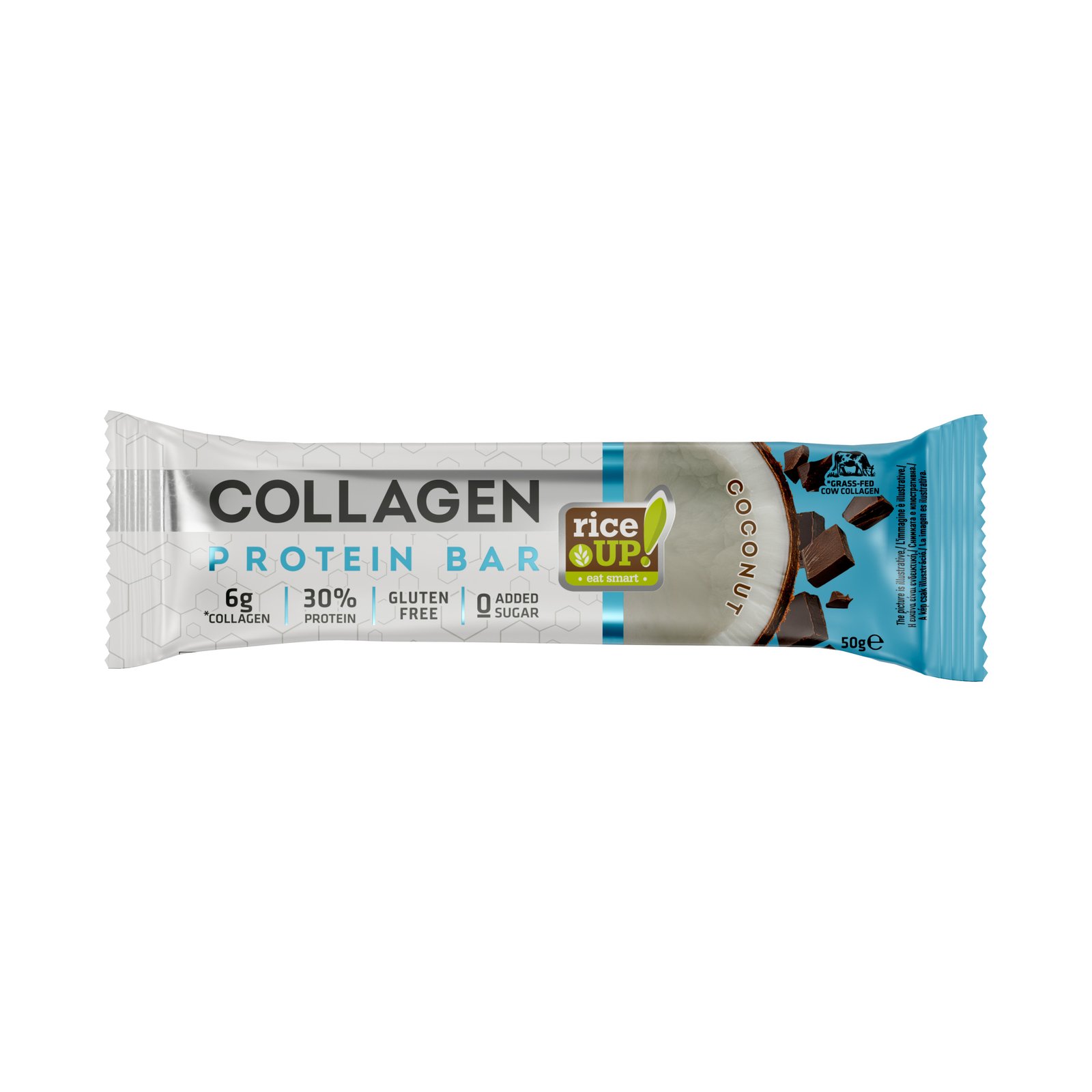 RiceUP! Collagen Protein Bar Coconut, 50 g RiceUP! Collagen Protein Bar Coconut, 50 g